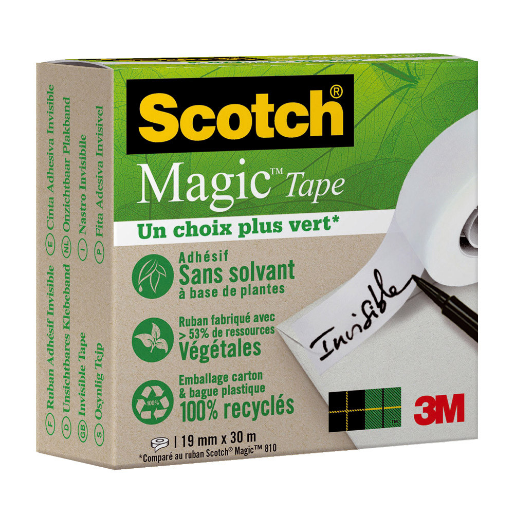 3 rubans adhésifs 19 mm x 30 m Scotch® Magic ™ 900 invisible, le lot