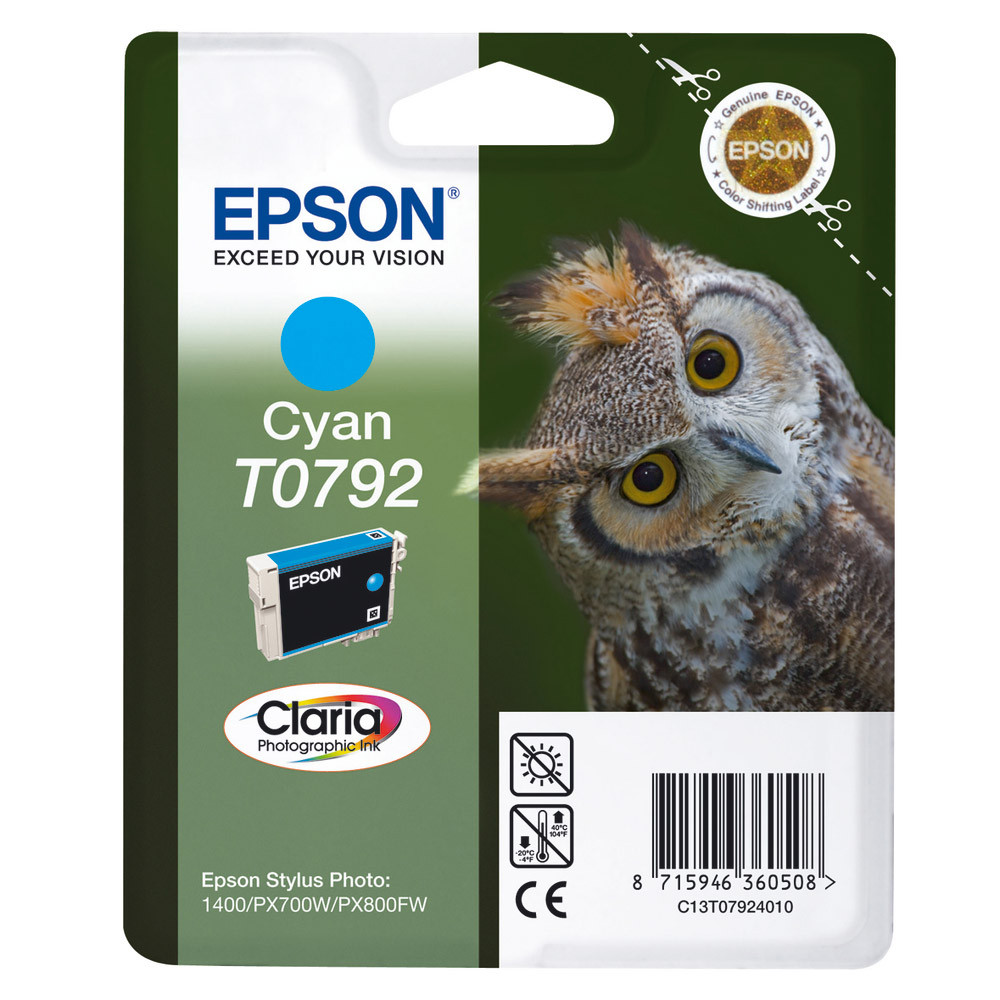 Cartouche Epson T0792 cyan pour imprimantes jet d'encre