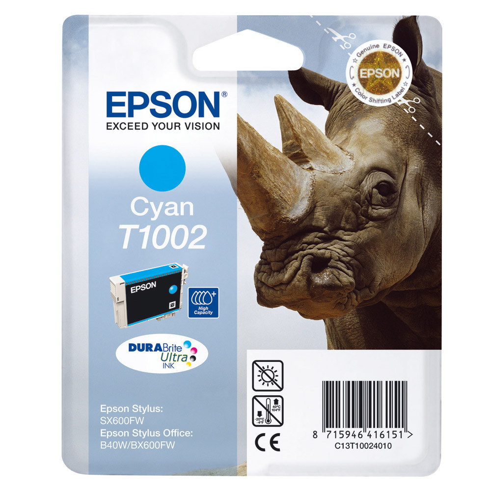 Cartouche Epson T1002 cyan pour imprimantes jet d'encre