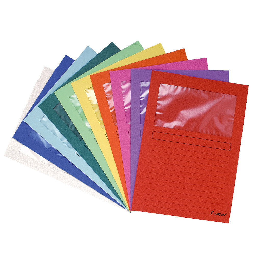 100 pochettes coin à fenêtre Forever carte recyclée 120 g coloris assortis