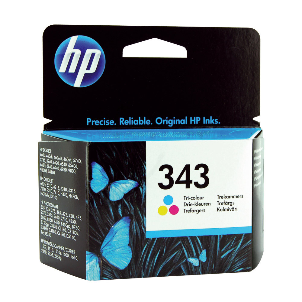 Cartouche HP 343 couleurs (cyan + magenta + jaune) pour imprimantes jet d'encre