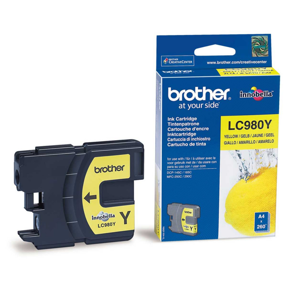 Cartouche Brother LC980Y jaune pour imprimantes jet d'encre