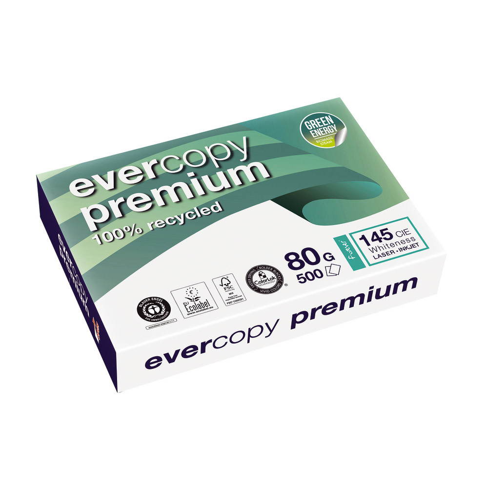5 ramettes papier 100% recyclé Evercopy Premium A4 80g