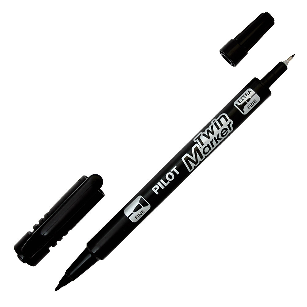 2 marqueurs Pilot Twin Markers coloris noir