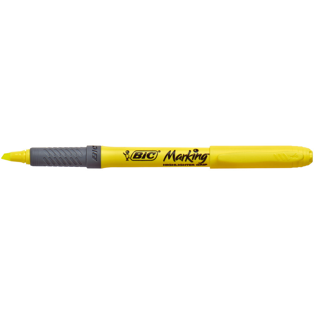 2 surligneurs Bic Highlighter grip coloris jaune