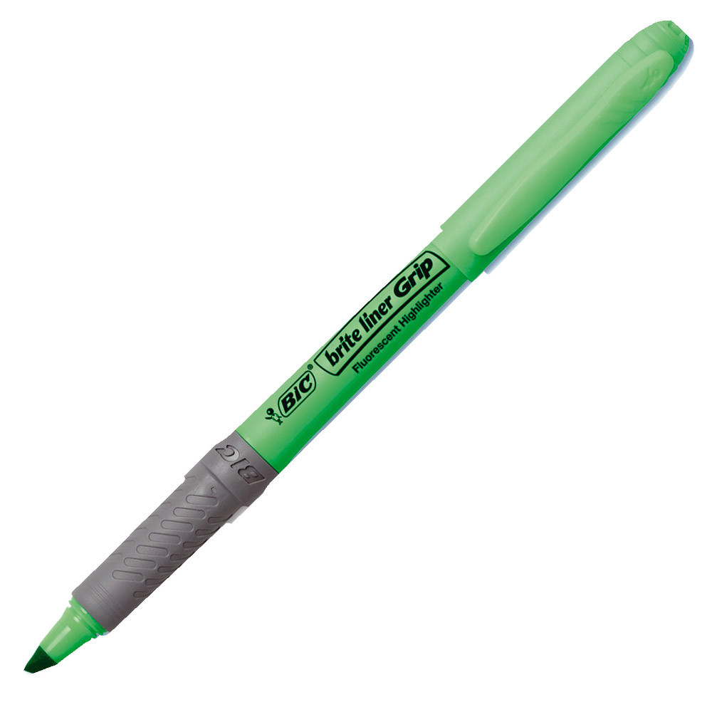 2 surligneurs Bic Highlighter grip coloris vert