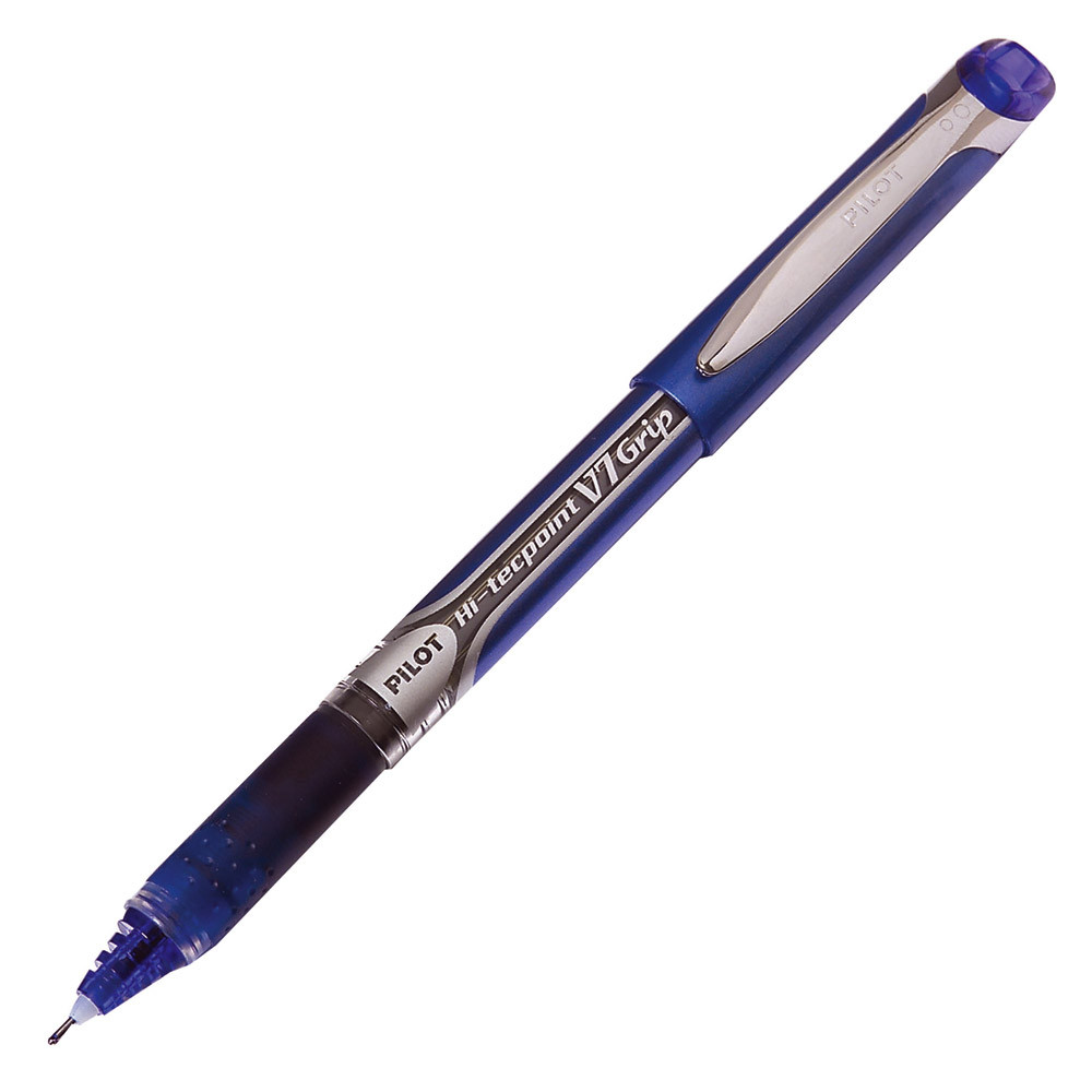 2 stylos rollers V-Ball 07 Hi- Tecpoint Grip Pilot coloris bleu