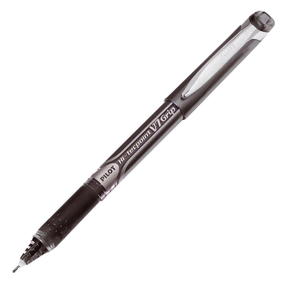 2 stylos rollers V-Ball 07 Hi- Tecpoint Grip Pilot coloris noir
