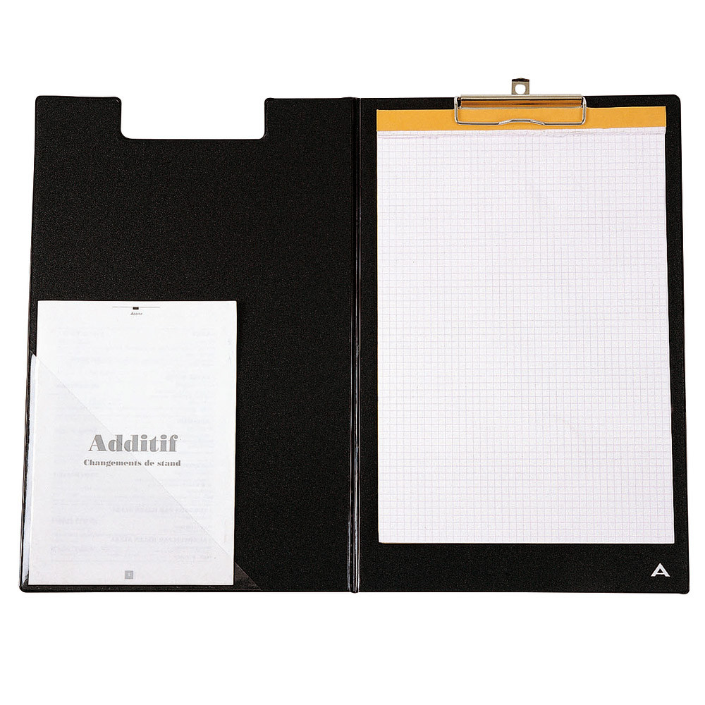 Porte bloc PVC à pince avec rabat coloris noir Alba