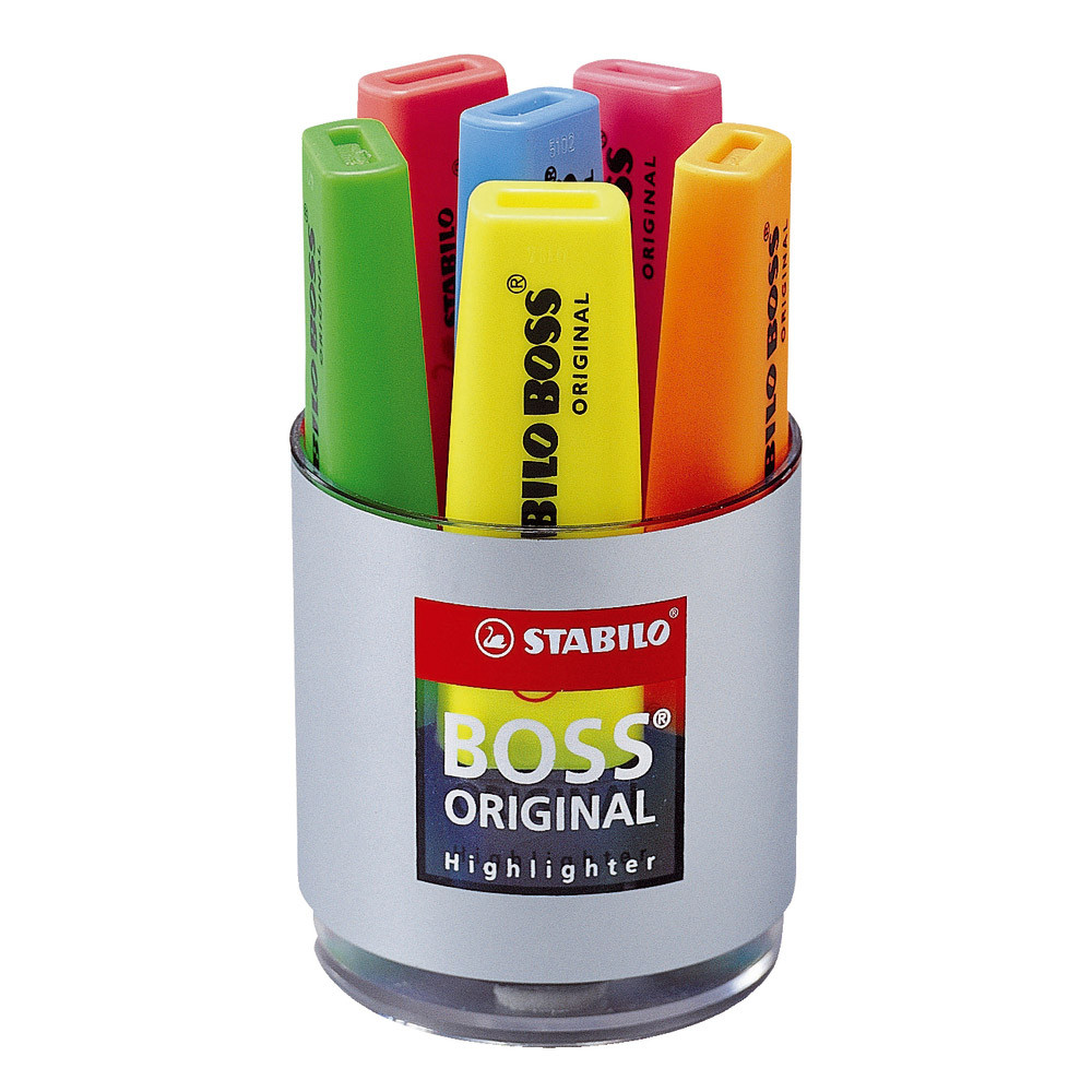 Pot de 6 surligneurs Stabilo Boss Original coloris assortis