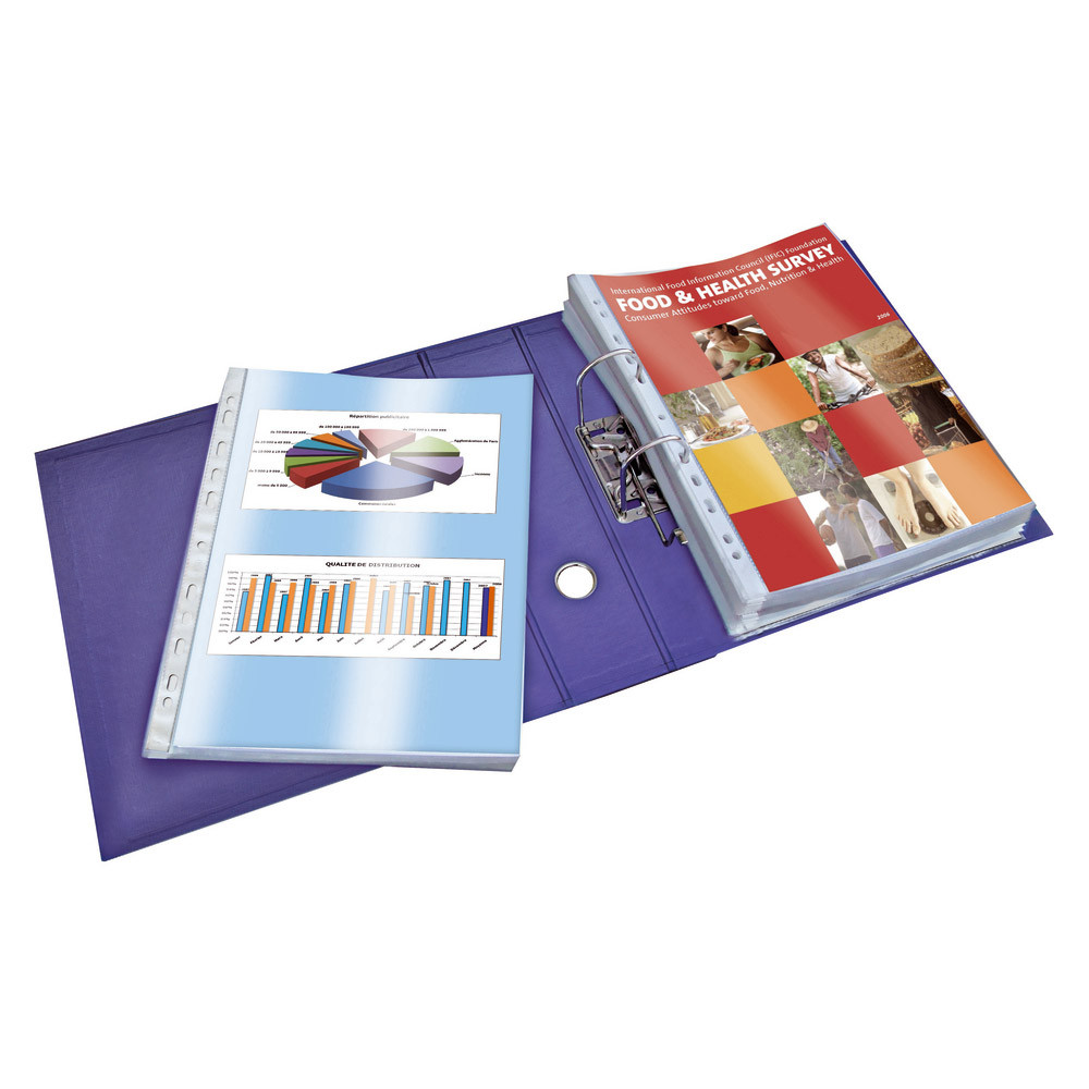 100 pochettes perforées en polypropylène lisse 9/100e Elba coloris transparent, le lot