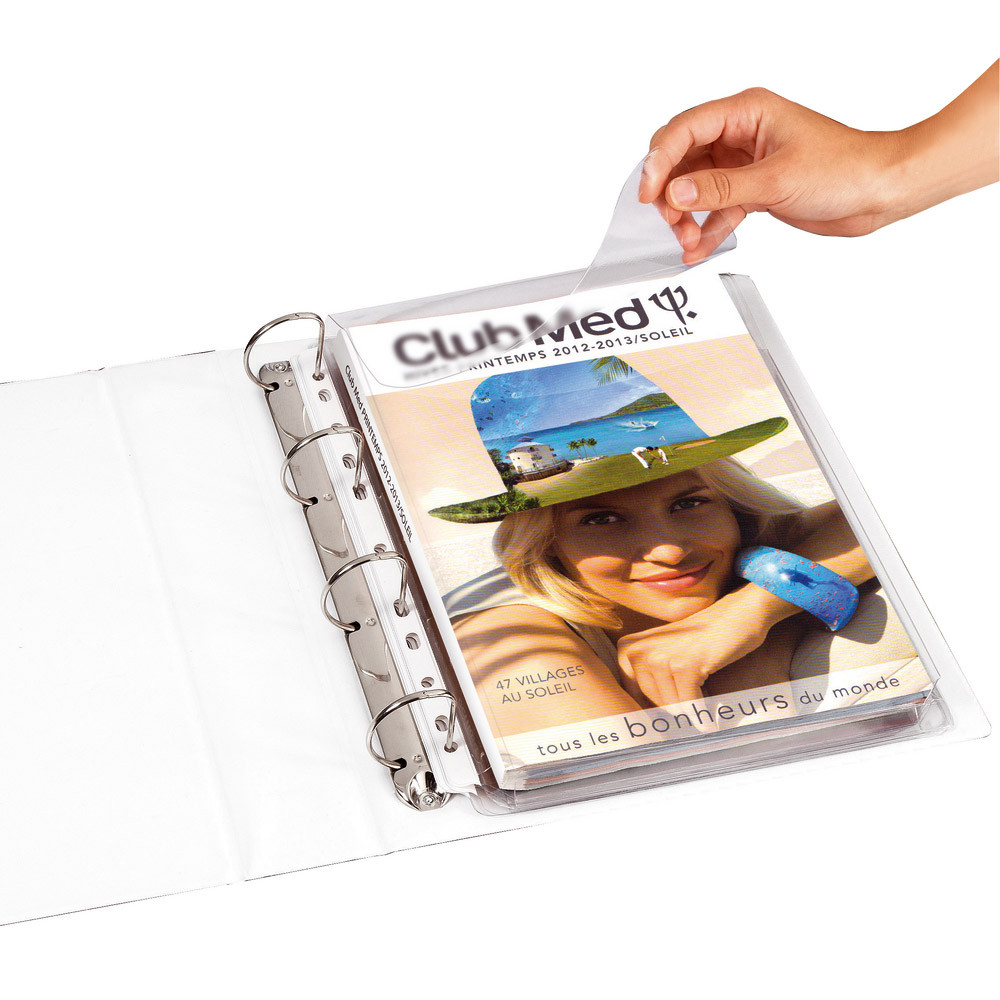 10 pochettes à soufflet avec rabat polypropylène 20/100e Elba coloris transparent, le sachet