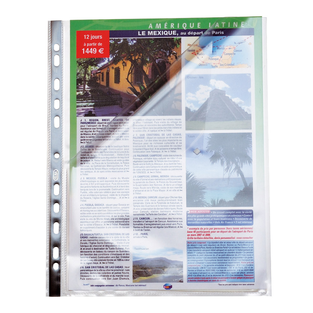 10 pochettes polypropylène à ouverture partielle Exacompta coloris transparent, le lot