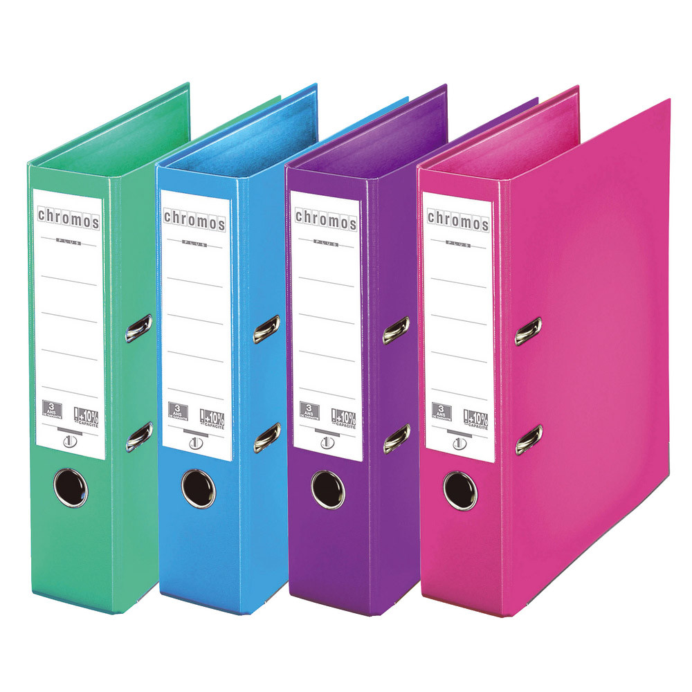 10 classeurs à levier Esselte Chromos Plus coloris assortis fun