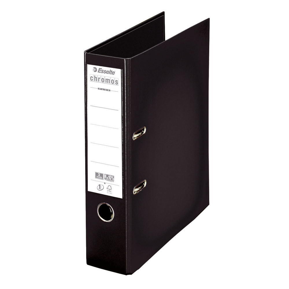 10 classeurs à levier Esselte Chromos Plus coloris noir