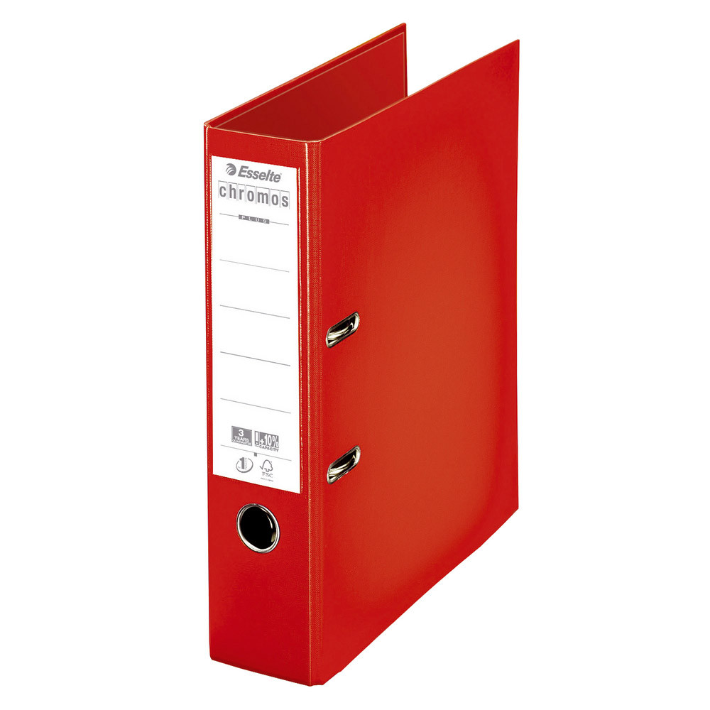 10 classeurs à levier Esselte Chromos Plus coloris rouge