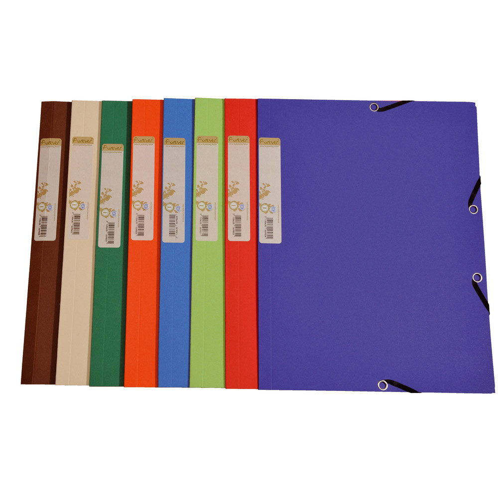 25 chemises à élastiques 3 rabats Forever en carte recylée 380 g coloris assortis