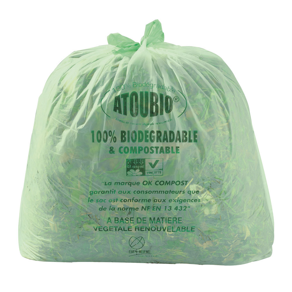 200 sacs biodégradables avec lien de fermeture 80 L