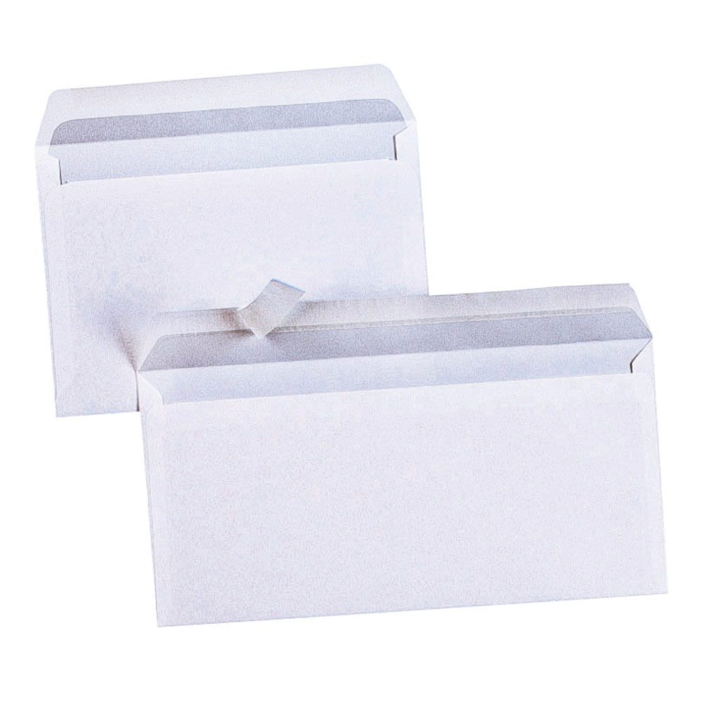 500 enveloppes 114 x 229 blanches sans fenêtre bande protectrice La Couronne