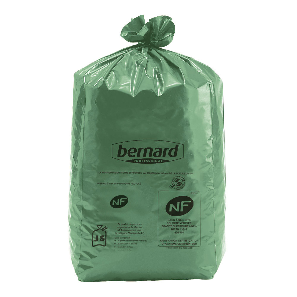 100 sacs Bernard Green® NF Environnement 50 L coloris vert