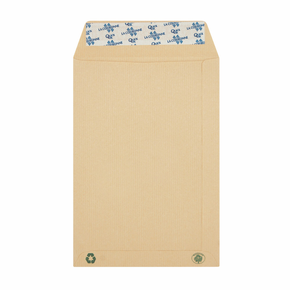 500 pochettes administratives 90 g Kraft Recyclé sans fenêtre 162 x 229 mm coloris kraft blond, le l