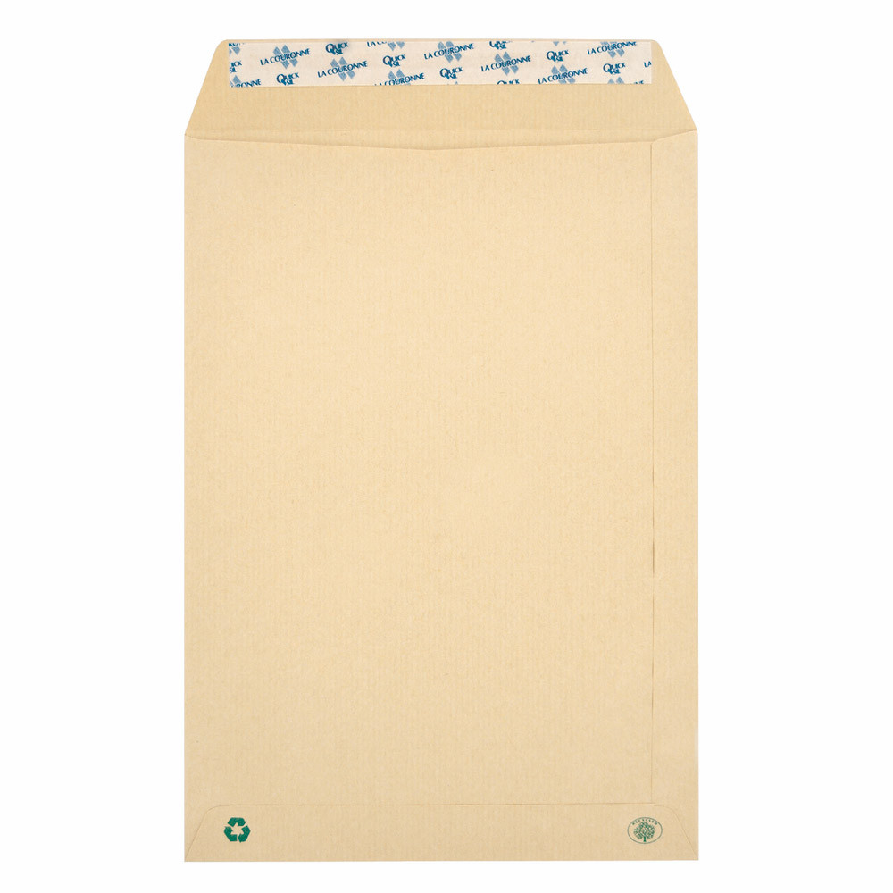 250 pochettes administratives 90 g Kraft Recyclé sans fenêtre 229 x 324 mm coloris kraft blond, le l
