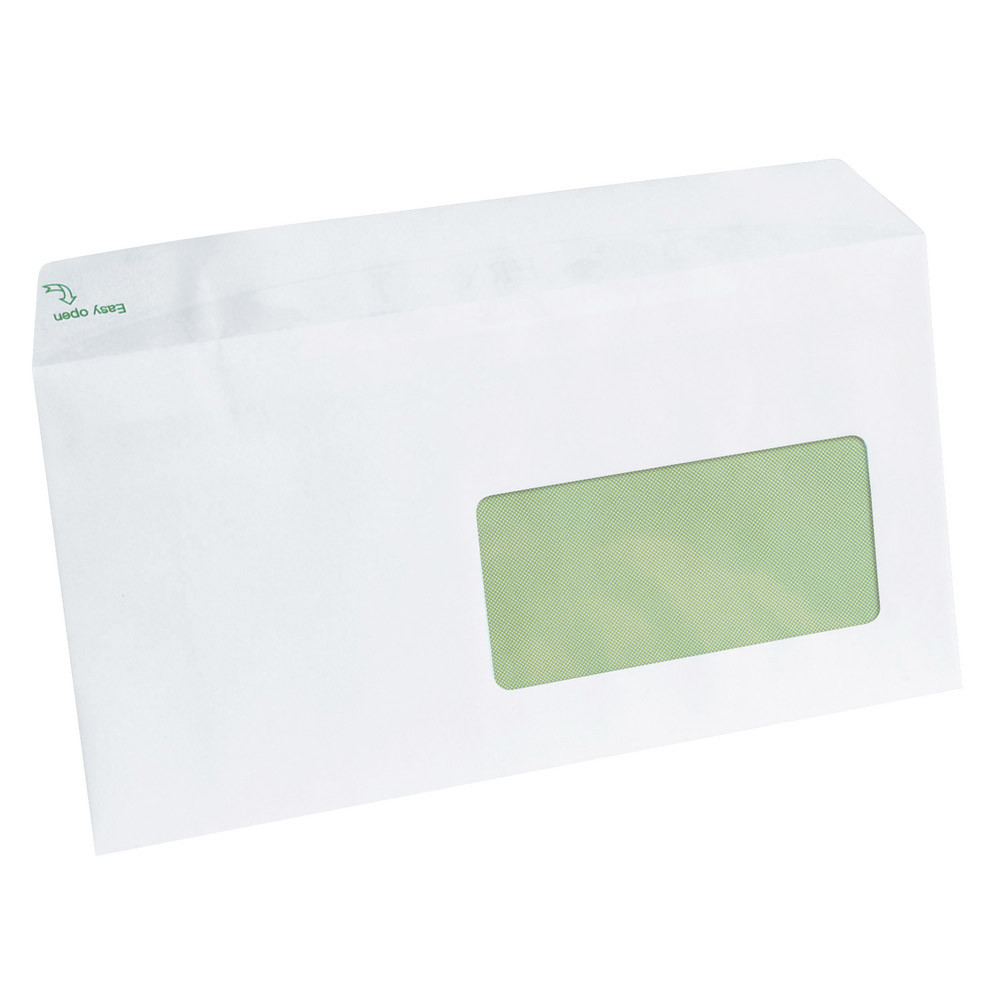 500 enveloppes DL extra blanches Erapure GPV à bande protectrice 110 x 220 mm avec fenêtre 45 x 100 