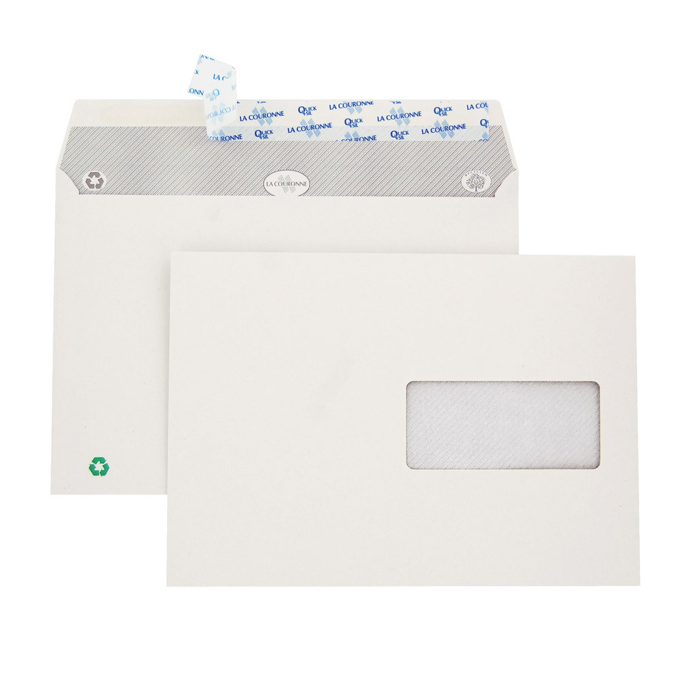 500 enveloppes C5 blanches La Couronne à bande protectrice 162 x 229 mm avec fenêtre 45 x 100 mm pap