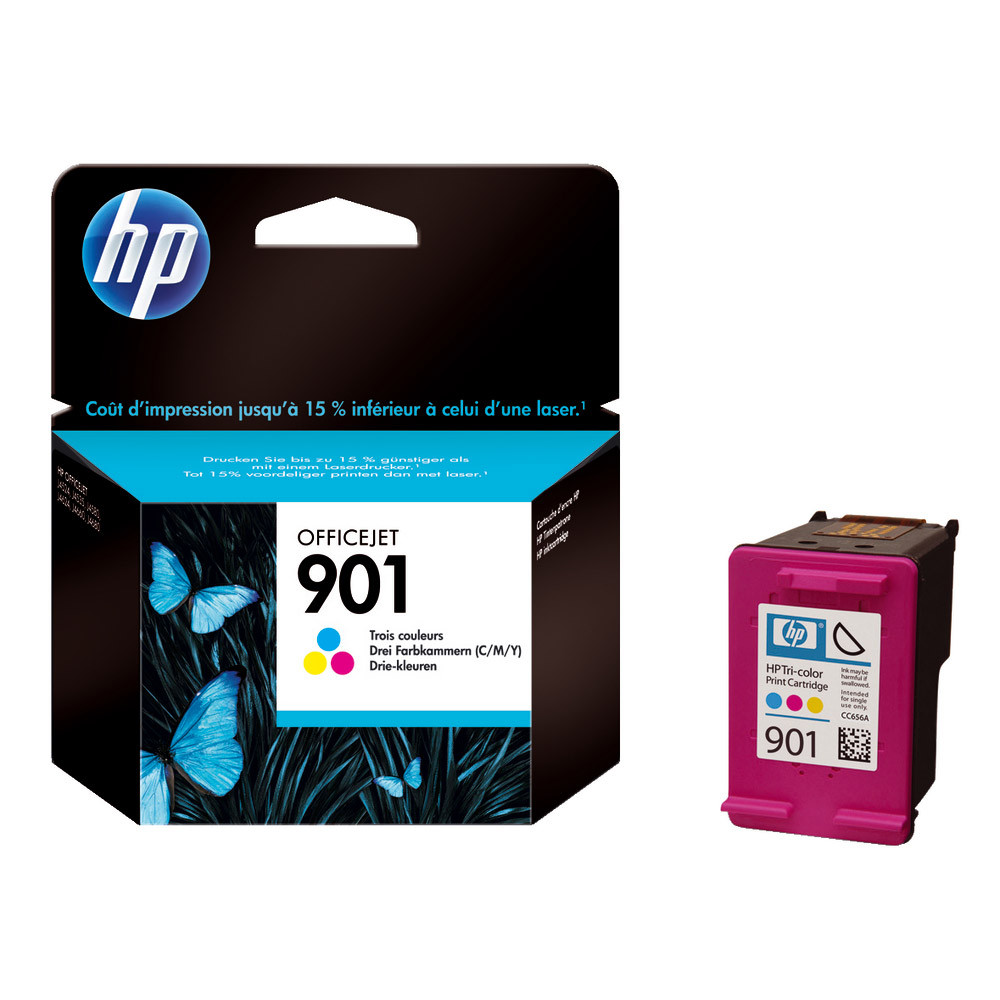 Cartouche HP 901 couleurs (cyan+magenta+jaune) pour imprimantes jet d'encre