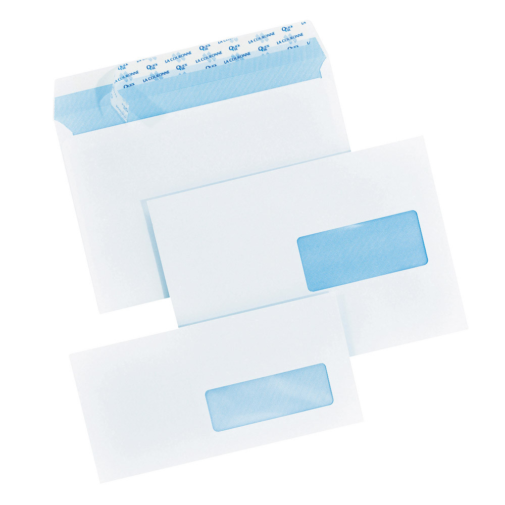 200 enveloppes DL extra blanches La Couronne à bande protectrice 110 x 200 mm sans fenêtre vélin 100