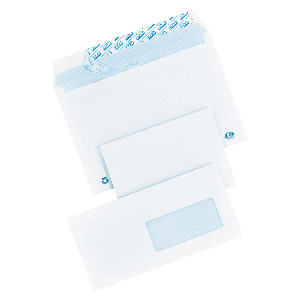 500 enveloppes C6 extra blanches GPV à bande protectrice 114 x 162 mm sans fenêtre vélin 90 g