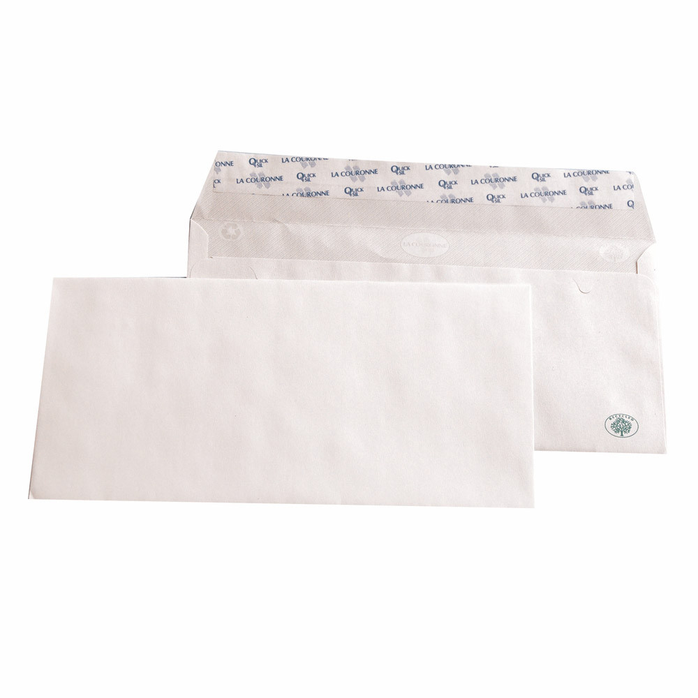500 enveloppes DL blanches La Couronne à bande protectrice 110 x 220 mm sans fenêtre papier 100% rec