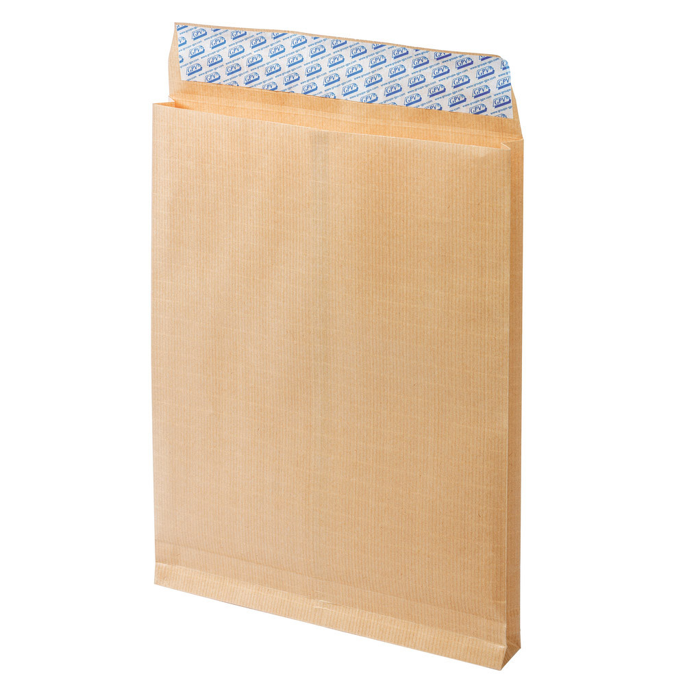 50 Pochettes Kraft armé à soufflets 30 mm GPV format 280 X 375 sans fenêtre
