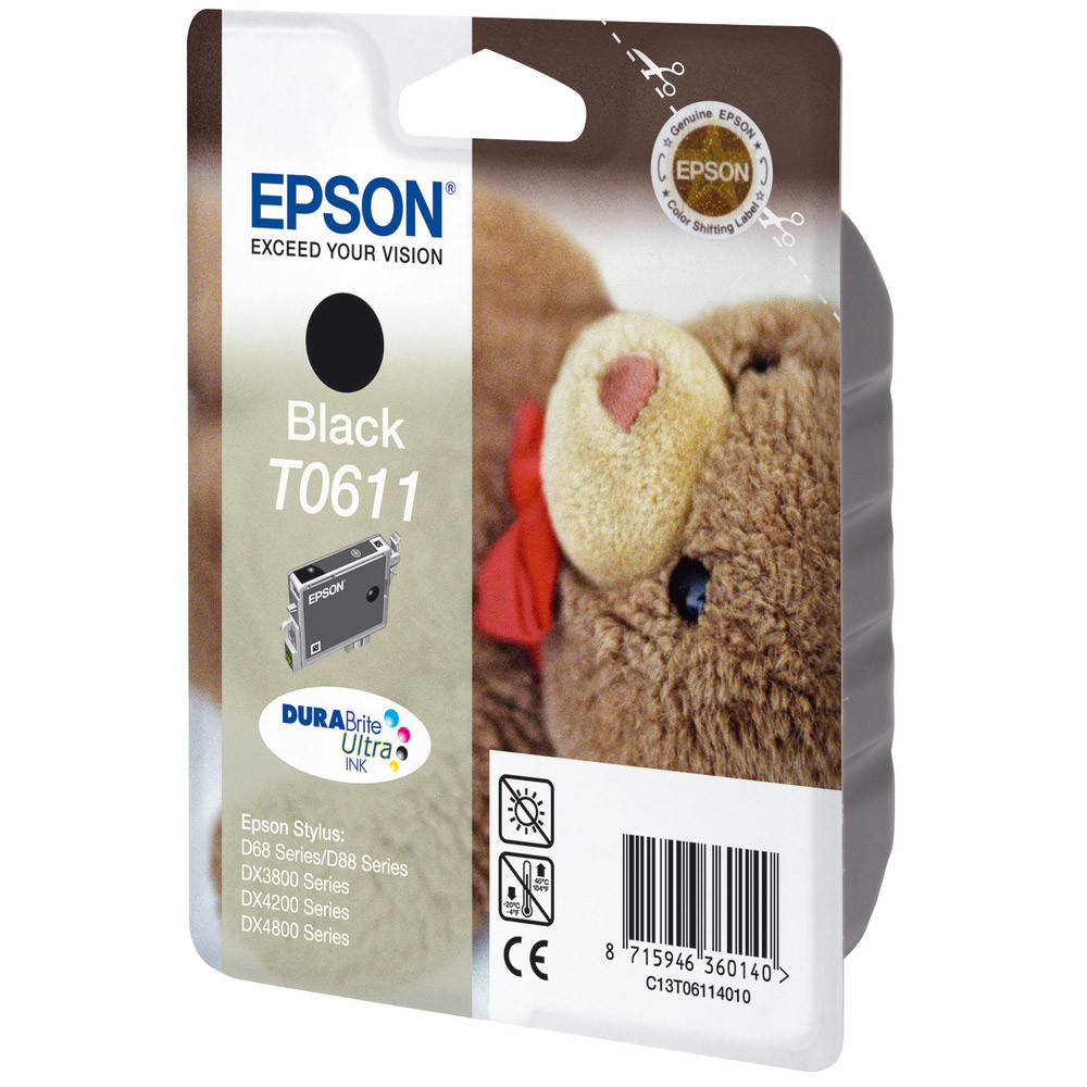 Cartouche Epson T0611 noir pour imprimantes jet d'encre