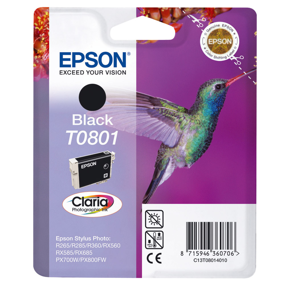 Cartouche Epson T0801 noir pour imprimantes jet d'encre