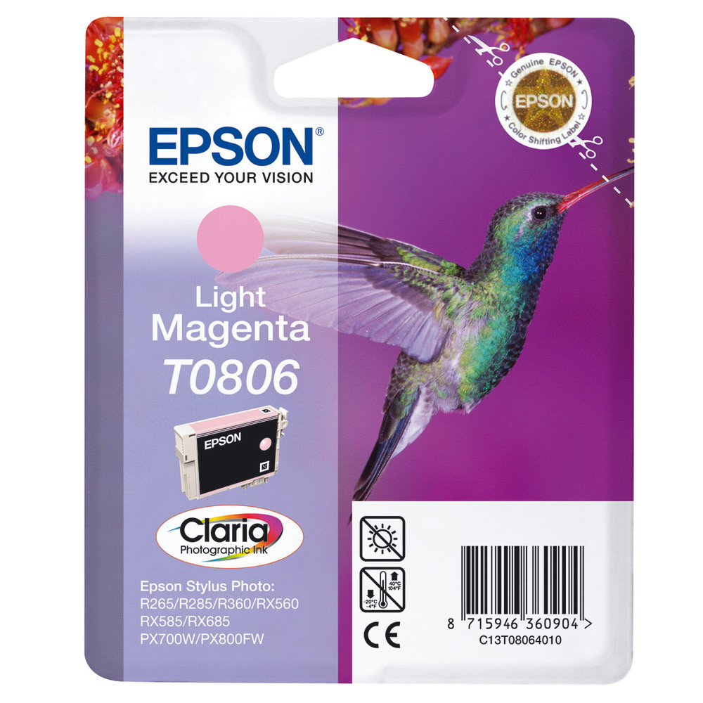 Cartouche Epson T0806 magenta clair pour imprimantes jet d'encre