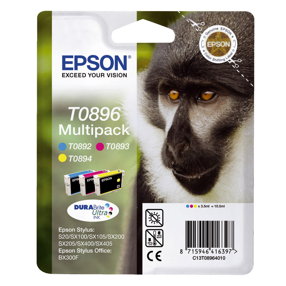 Pack 3 cartouches Epson Jet couleur n° T0896
