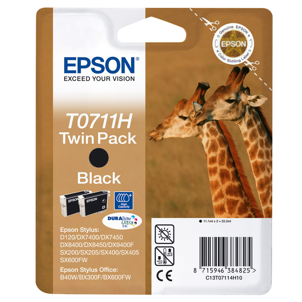 Pack 2 cartouches Epson T0711H pour imprimantes jet d'encre