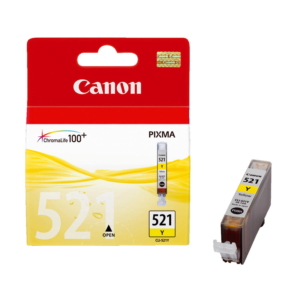 Cartouche Canon CLI 521Y jaune pour imprimantes jet d'encre