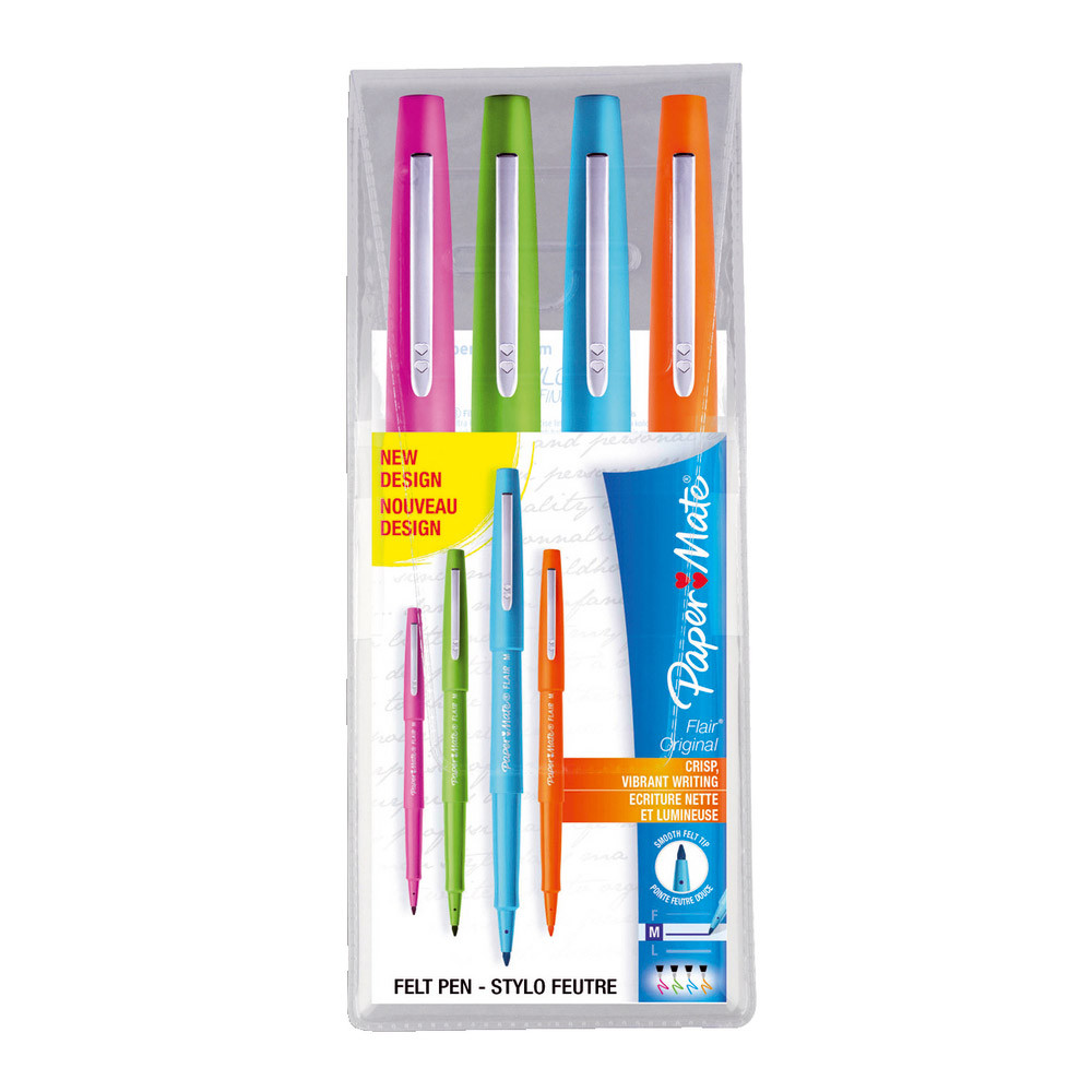 4 feutres Flair Paper Mate coloris fun médium, la pochette