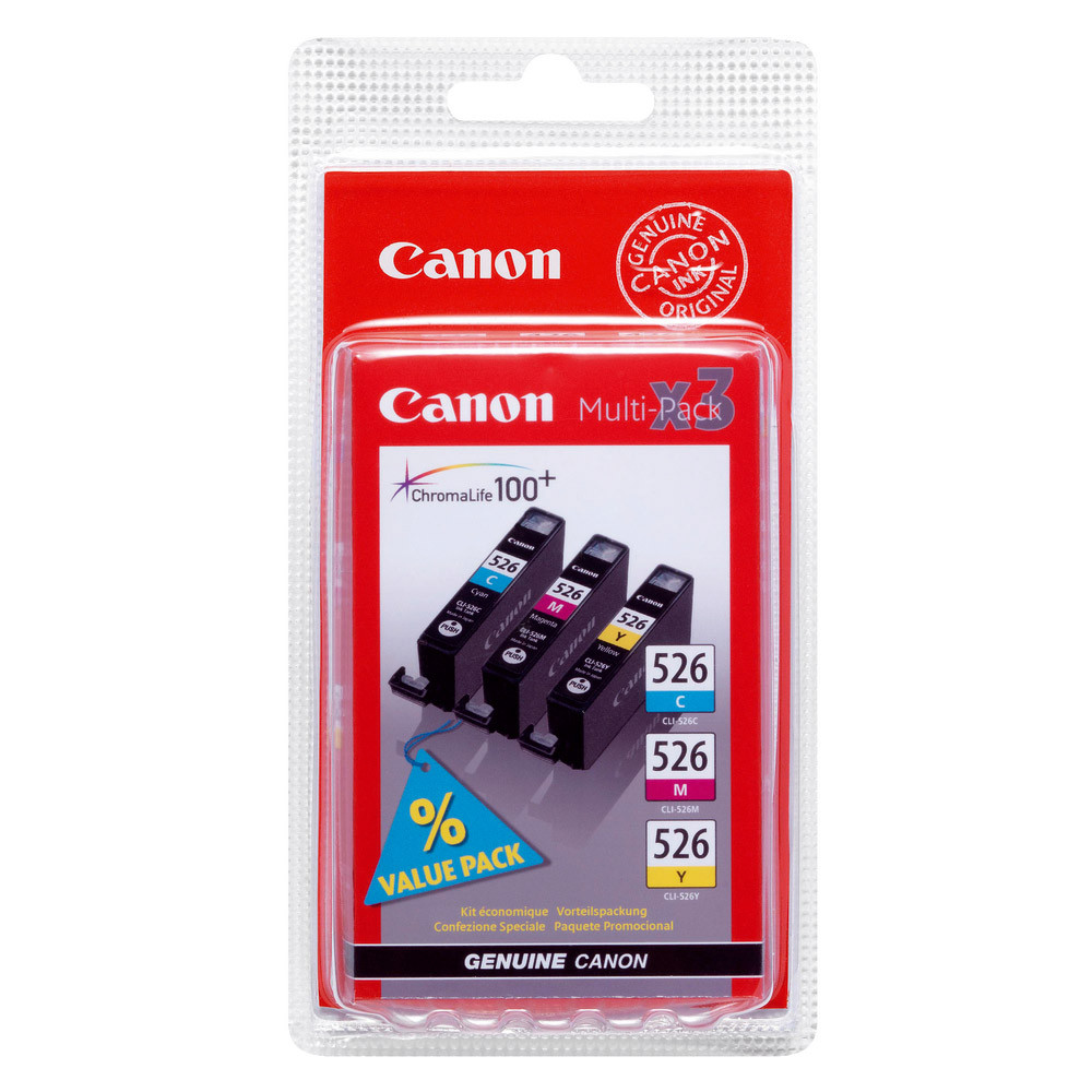 Pack 3 cartouches Canon CLI 526 couleurs pour imprimantes jet d'encre