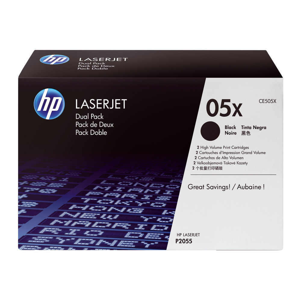 Pack 2 toners HP 05XD noir pour imprimantes laser