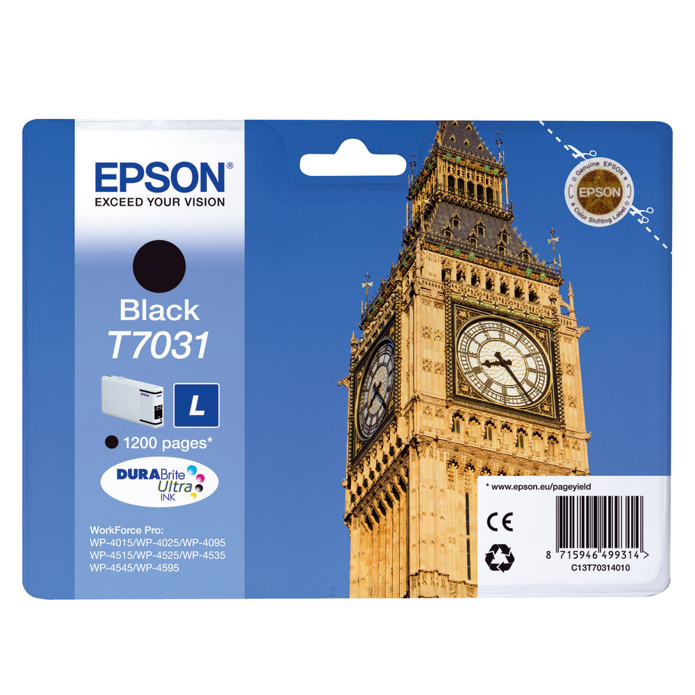 Cartouche Epson T7031 noir pour imprimantes jet d'encre