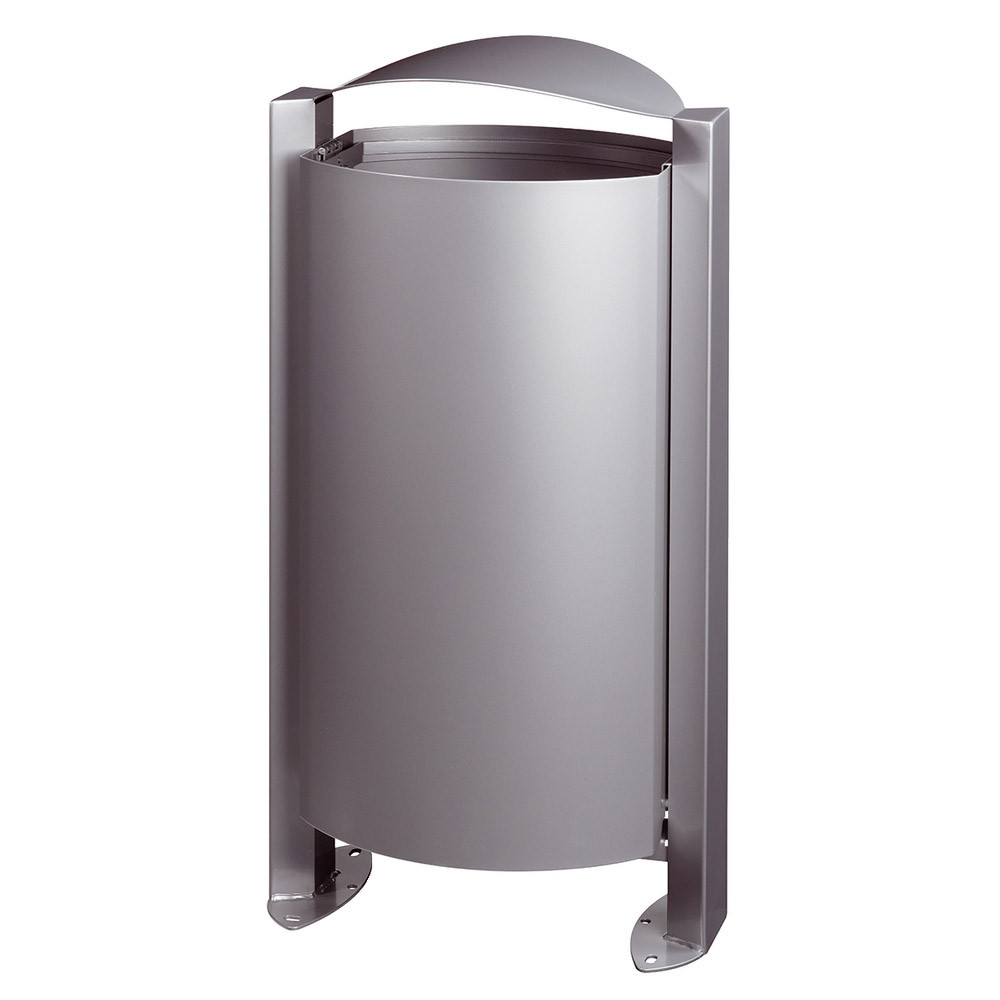 Corbeille métal sur pied 100 L gris métal