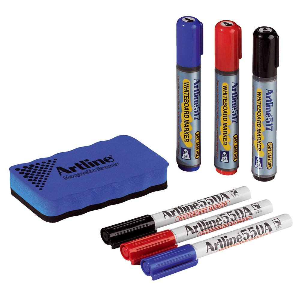 Kit de 6 marqueurs + brosse magnétique Artline