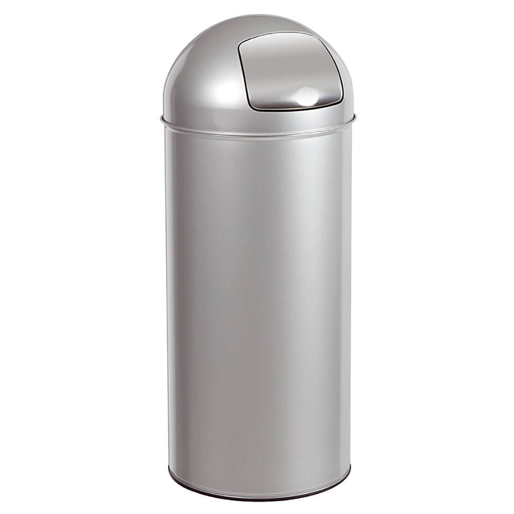 Poubelle Push Rossignol 45 L gris métal, couvercle à trappe