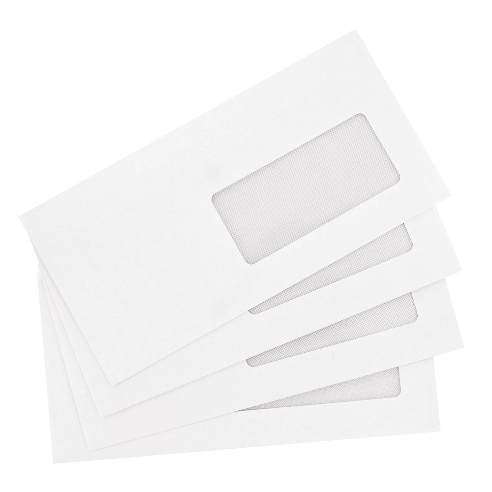 500 enveloppes DL blanches 1er prix à fermeture autocollante 110 x 220 mm avec fenêtre 35 x 100 mm v