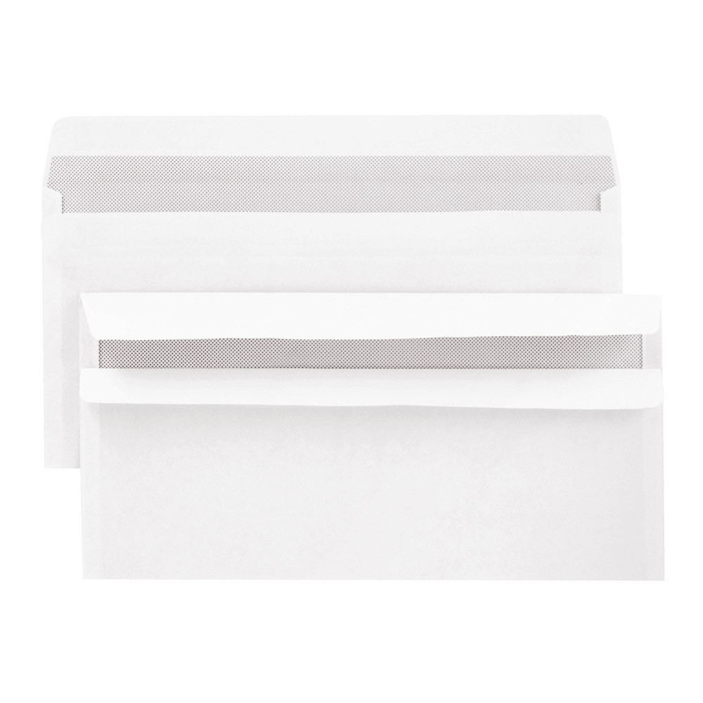 500 enveloppes DL blanches 1er prix à fermeture autocollante 110 x 220 mm sans fenêtre vélin 80 g