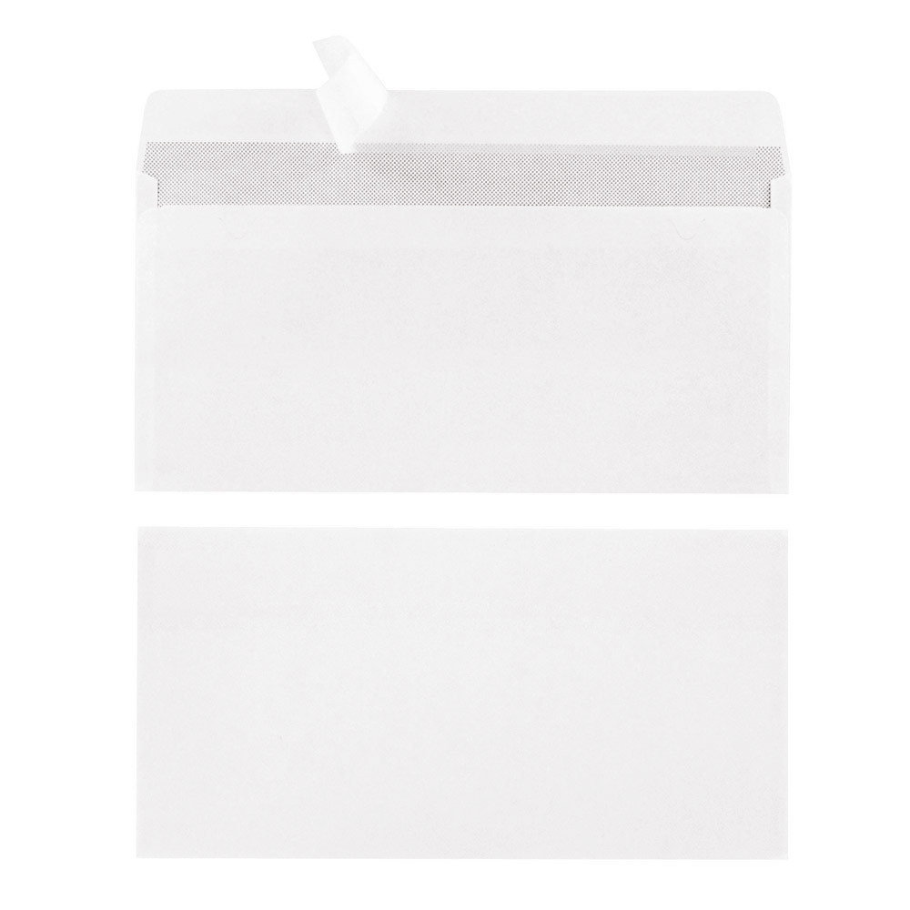 500 enveloppes DL blanches 1er prix à bande protectrice 110 x 220 mm sans fenêtre vélin 80 g