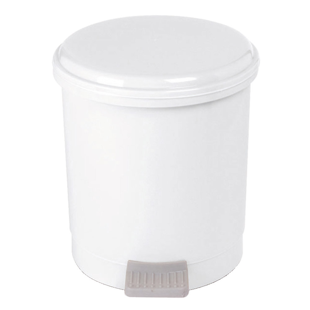 Poubelle plastique blanche à pédale 1er prix 6L
